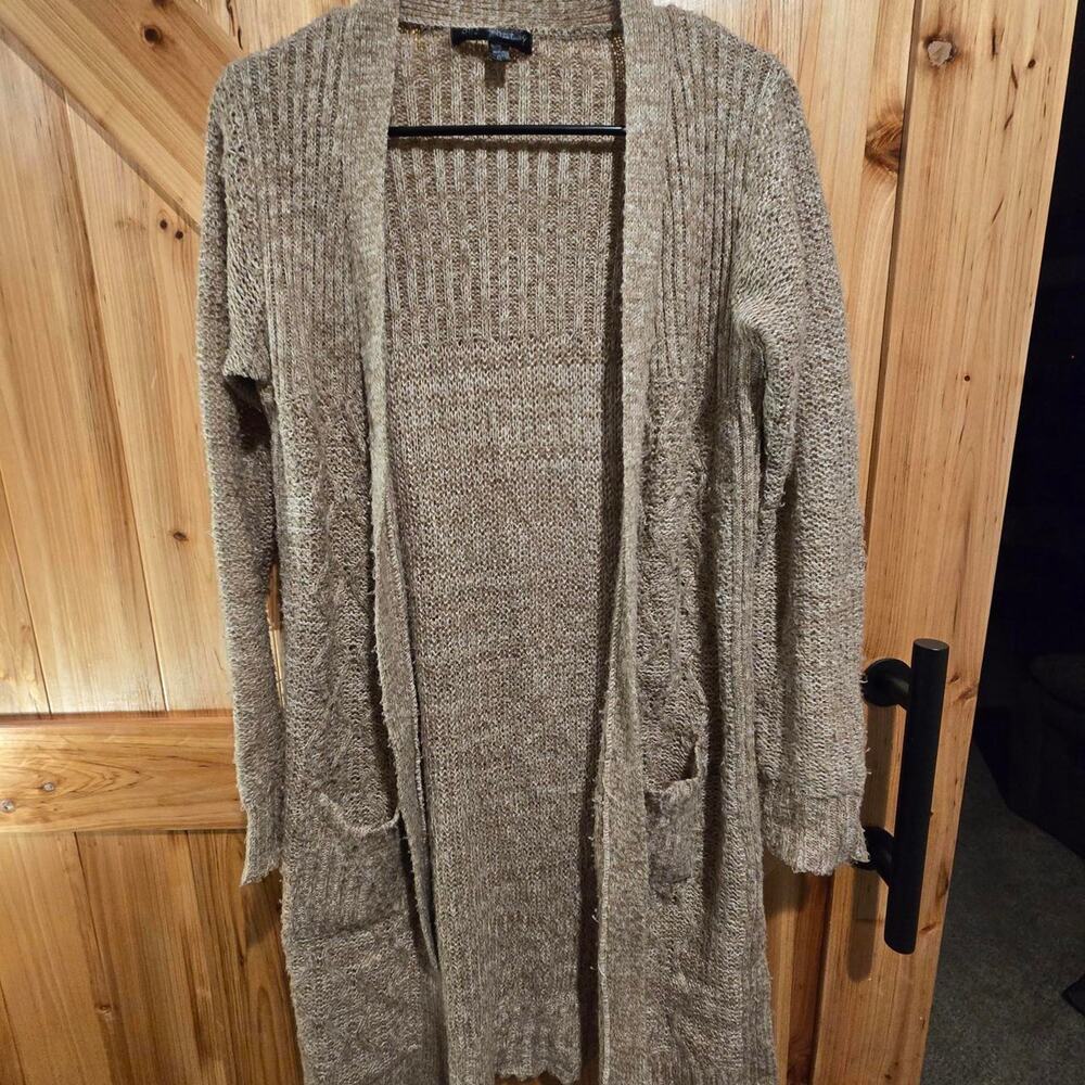 Say What? Long cardigan tan. Womens medium